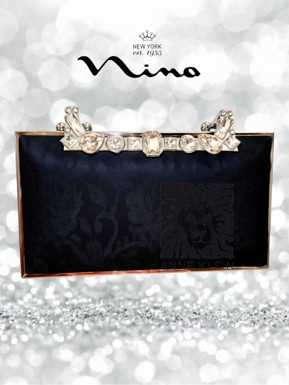 NWT Nina Boujee Black Lace Minaudiere Clutch Bag GORGEOUS!